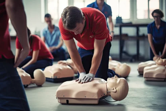 A person practicing cpr on a mannequin</p>
<p>AI-generated content may be incorrect.